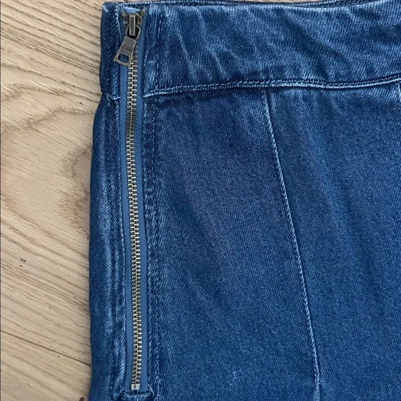 REVOLVE Denim Blue Pleated A-Line Mini Skirt - Picture 4 of 8